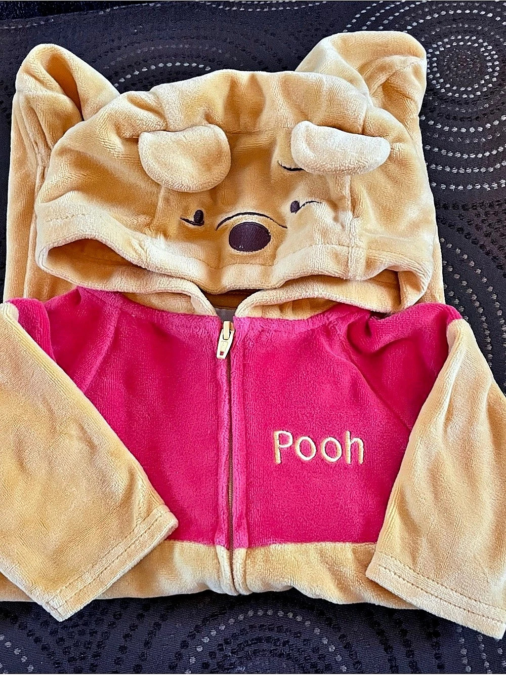 Vintage Disney Winnie the Pooh Hooded Zip Fleece Coverall One-Piece (0-3 Month)
